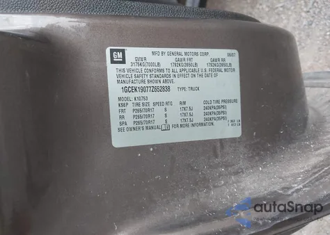 2007 Chevrolet Silverado 1500 Lt2 z USA, uszkodzony, nr VIN 1GCEK19077Z652838